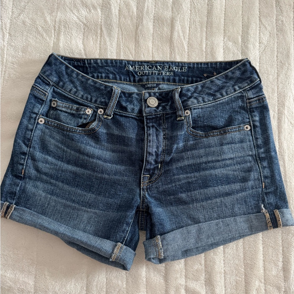 American Eagle Blue Jean Shorts with Rolled Hems